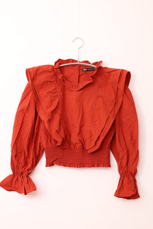 ZARA/ザラ/シャツ/ブラウス/トップス/レッド/XS